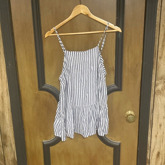 Blue and white striped tank top. Size medium. - Picture 1 of 3